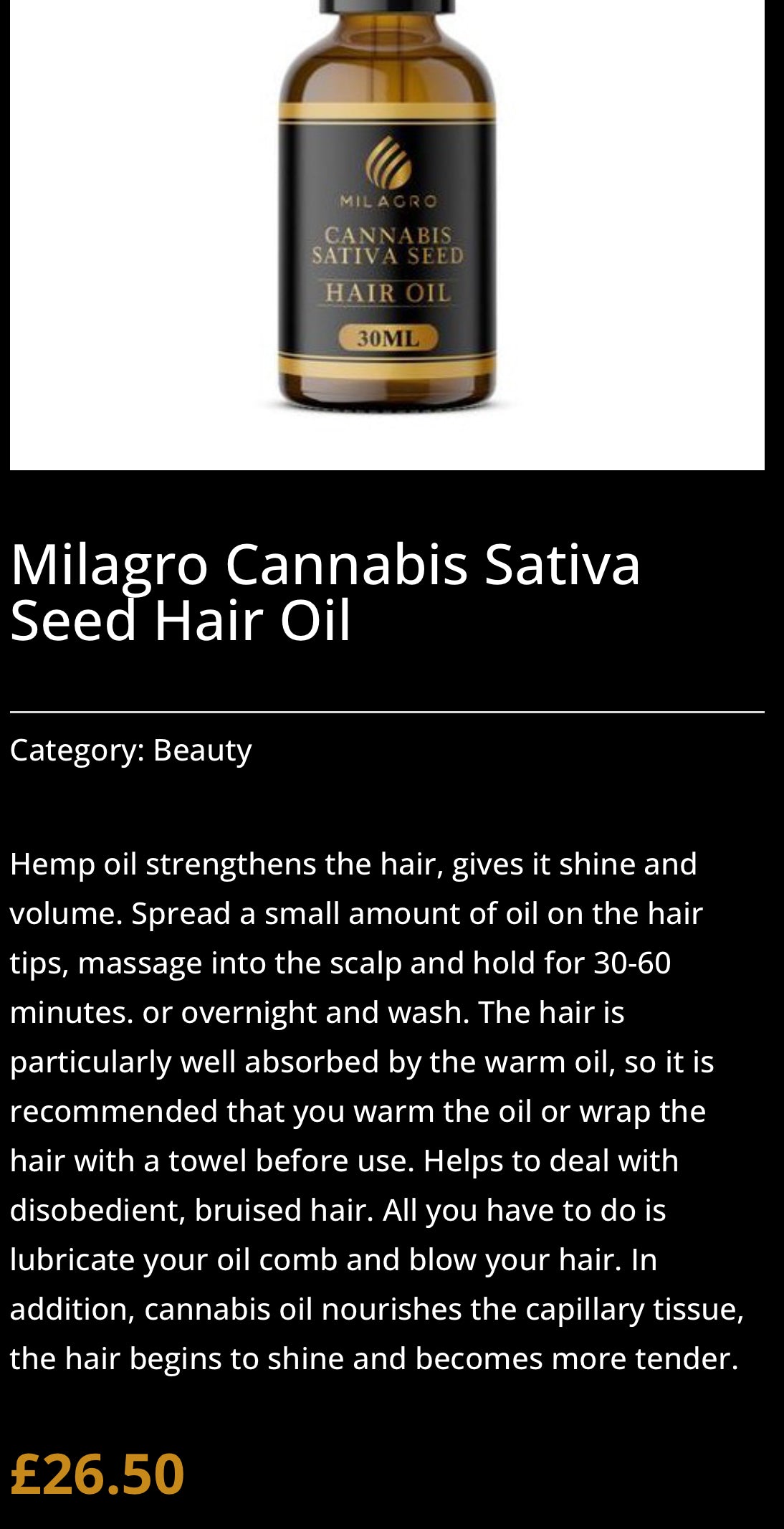 CBD hair oil