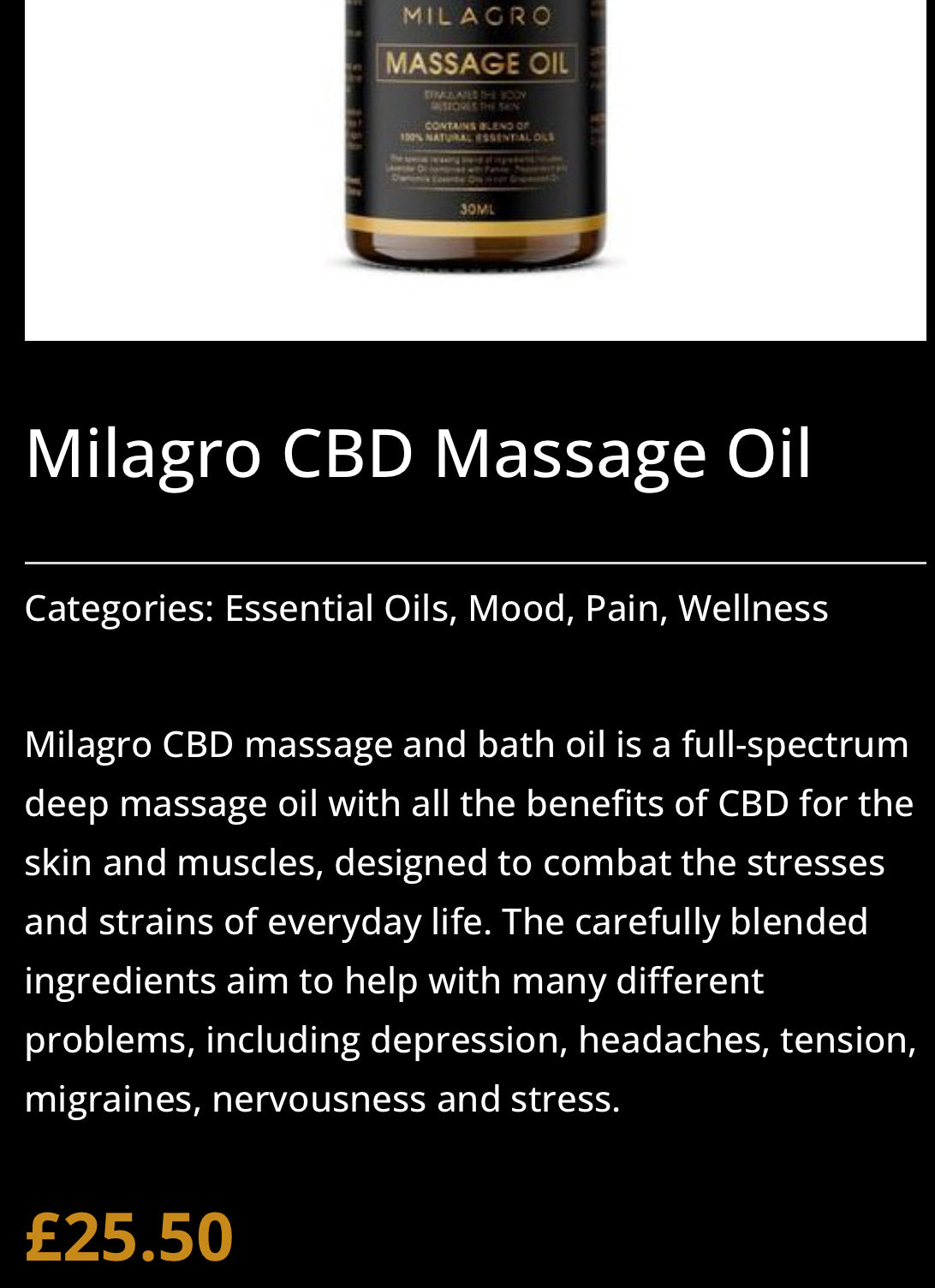 CBD massage oil